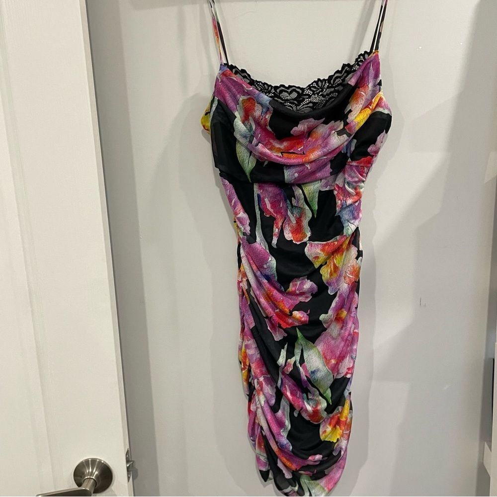 Multicolor Lace Women's Floral Rushed dress Large Fashion Nova